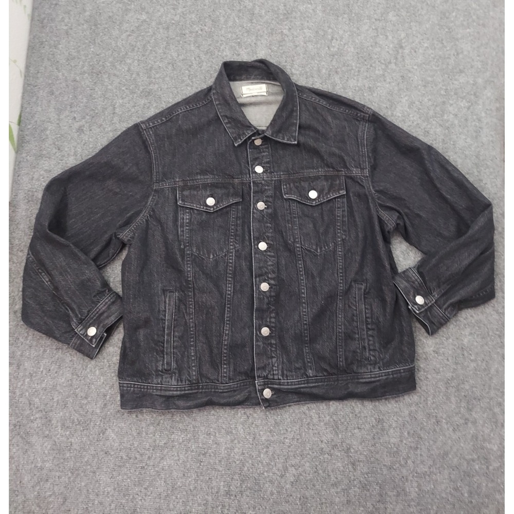 Madewell Denim Jacket Womens 2XL Oversized Trucker Jacket Dark Wash Button